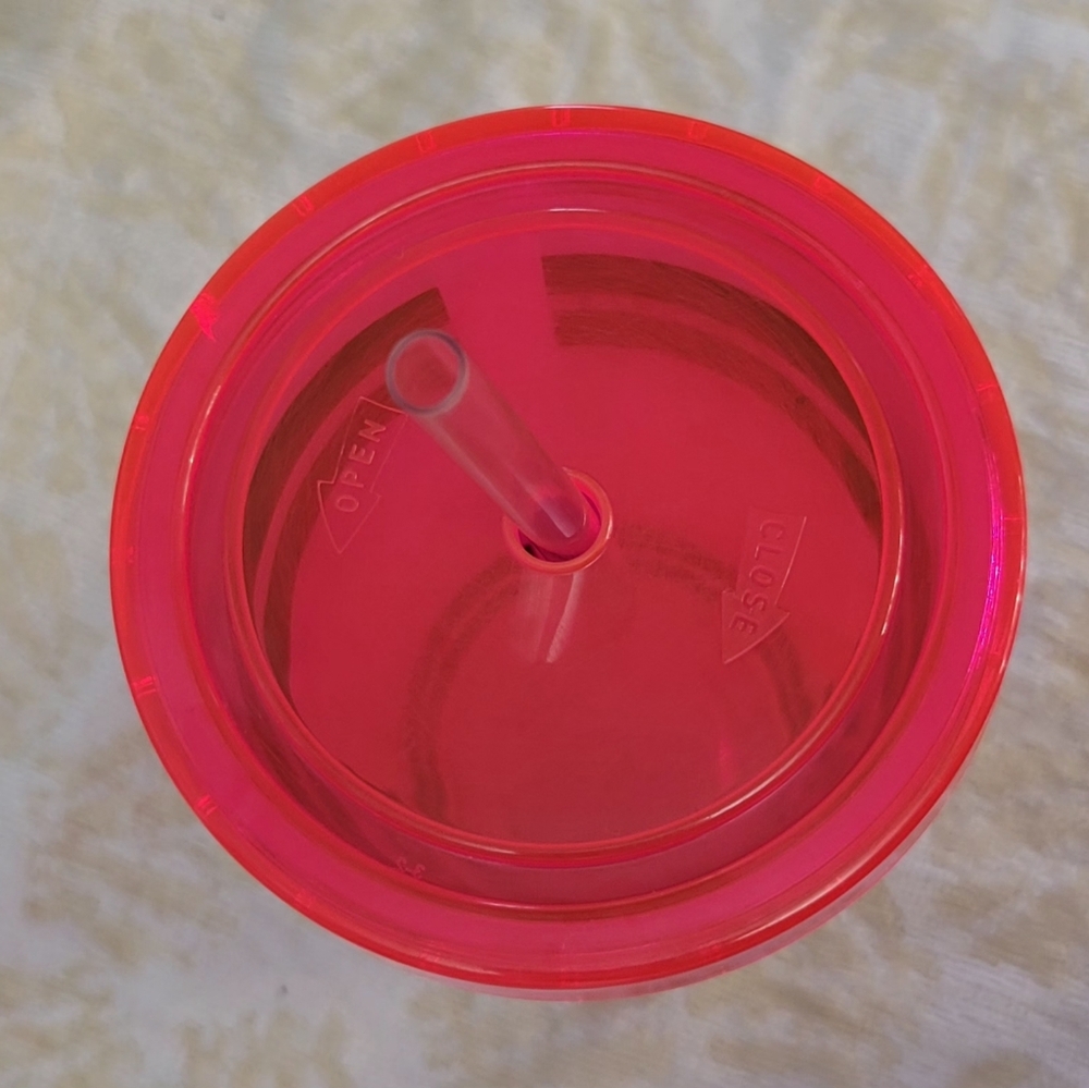 Victoria's Secret PINK Neon Pink Plastic Tumbler w/Black Font with Straw. 24oz. - Picture 8 of 9